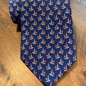 BEAUFORT TIE RACK Sailboat Sailing Blue Silk Neck Tie